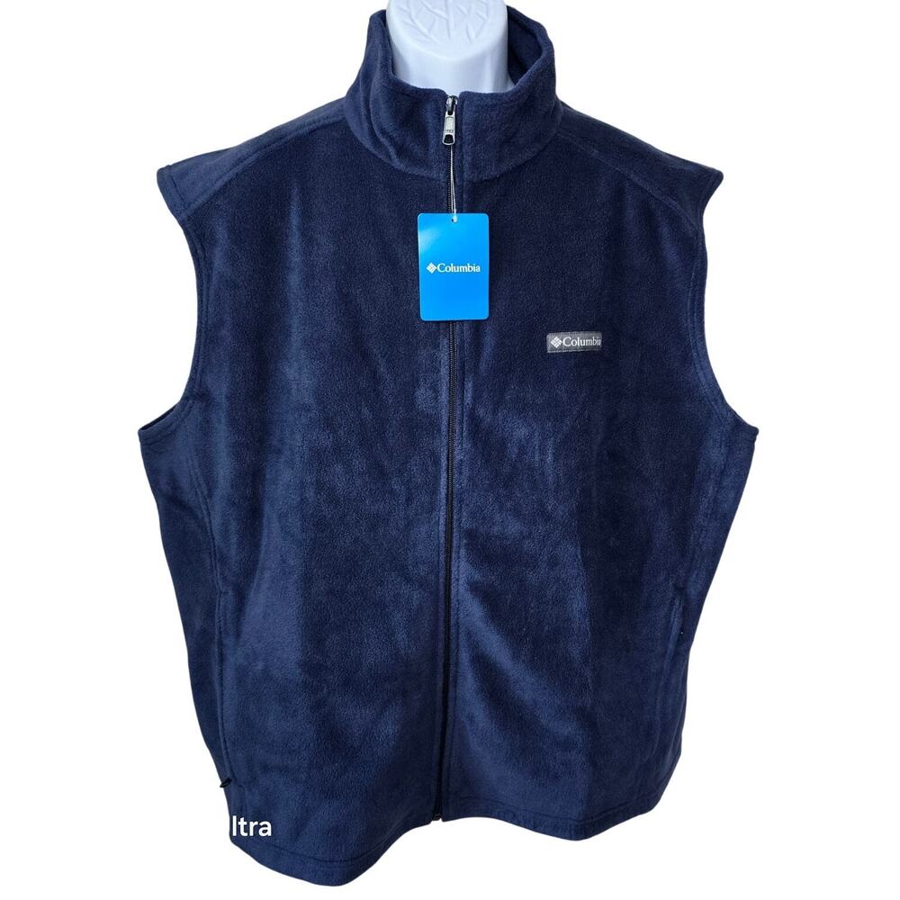 Columbia Steens Mountain Vest Blue Fleece Midweight Insulation Zippered Men's XL
